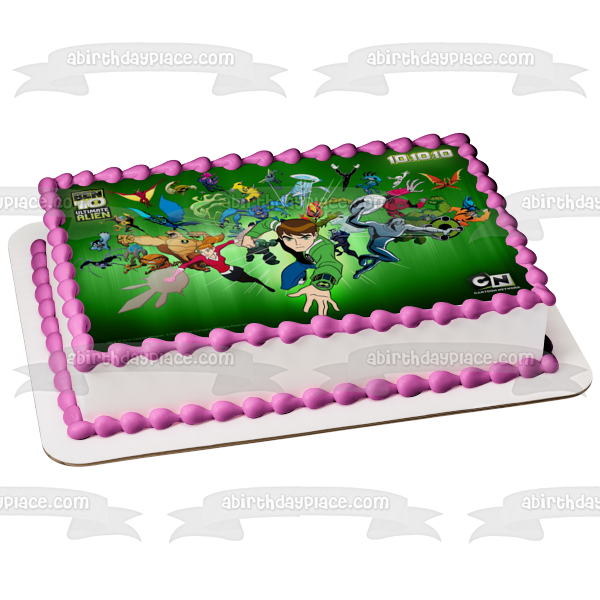 Ben 10 Ultimate Alien Ampfibian Ultimate Big Chill Ultimate Cannonbolt Ben Tennyson and Gwen Tennyson Edible Cake Topper Image ABPID07206