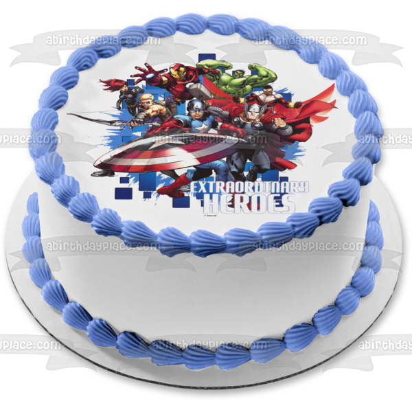 Avengers Extraordinary Heroes The Hulk and Captain America Edible Cake Topper Image ABPID07210