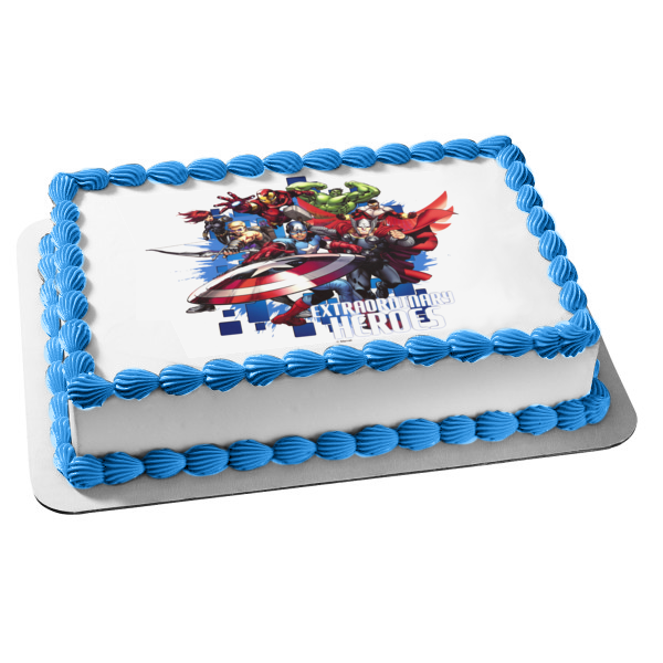 Avengers Extraordinary Heroes The Hulk and Captain America Edible Cake Topper Image ABPID07210