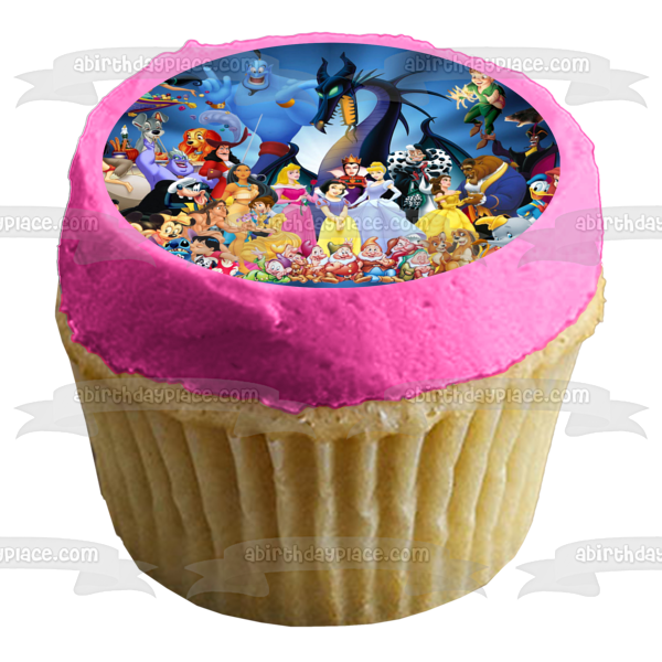 Aladdin Jasmine Genie Peter Pan Pinocchio Ariel Cinderella and Aurora Edible Cake Topper Image ABPID07225