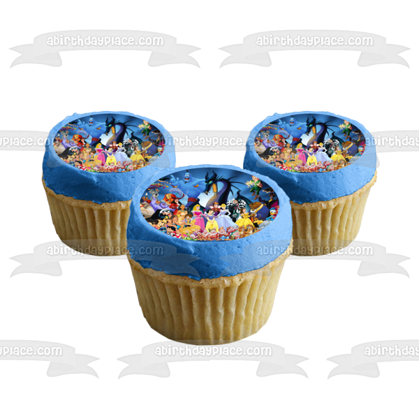 Aladdin Jasmine Genie Peter Pan Pinocchio Ariel Cinderella and Aurora Edible Cake Topper Image ABPID07225