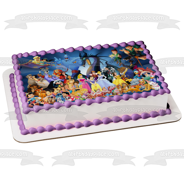 Aladdin Jasmine Genie Peter Pan Pinocchio Ariel Cinderella and Aurora Edible Cake Topper Image ABPID07225