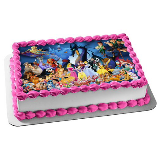 Aladdin Jasmine Genie Peter Pan Pinocho Ariel Cenicienta y Aurora Imagen comestible para tarta ABPID07225 