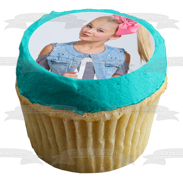 Jojo Siwa Signos de la paz Signos del corazón Fondo del arco iris Imágenes comestibles para cupcakes ABPID14853 