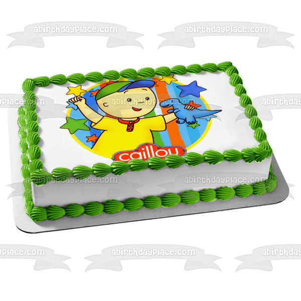 Imagen de decoración comestible para tarta con el logotipo de PBS Caillou, estrellas y desaliñado, ABPID07268 