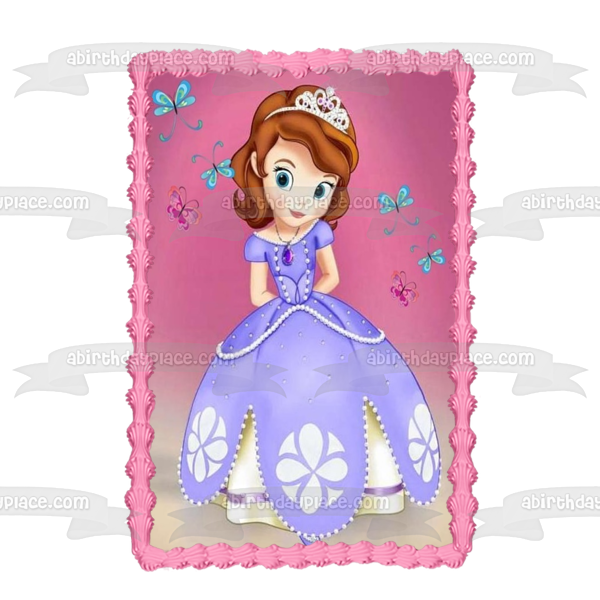 Sofia the First Butterflies Edible Cake Topper Image ABPID07271