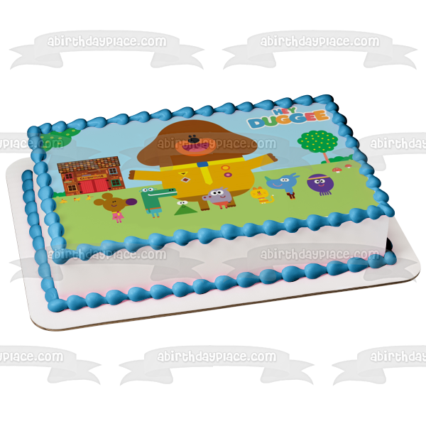 Hey Duggee Betty Happy Rolly Tag Norrie Enid Tino Clubhouse and Trees Edible Cake Topper Image ABPID07282