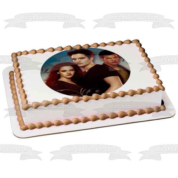 Imagen comestible para tarta de Crepúsculo, Bella Swan, Edward Cullen y Jacob, color negro, ABPID06888 