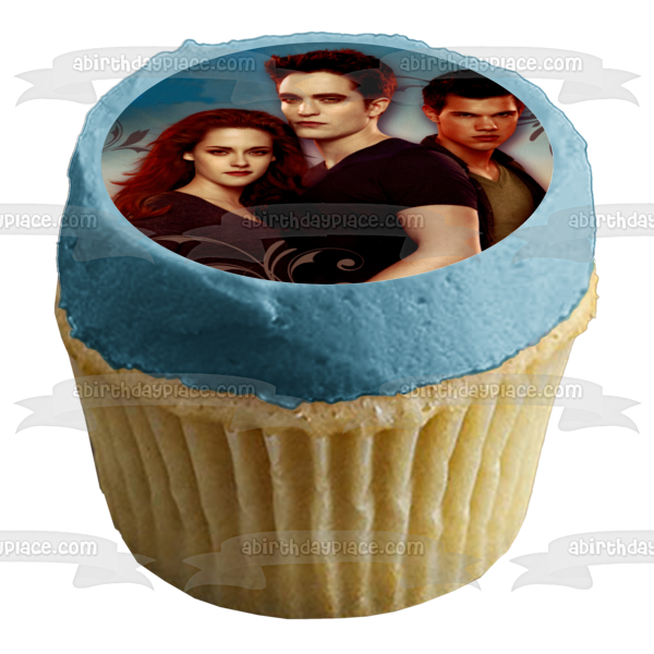 Imagen comestible para tarta de Crepúsculo, Bella Swan, Edward Cullen y Jacob, color negro, ABPID06888 