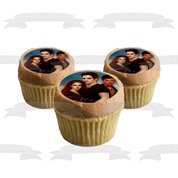 Imagen comestible para tarta de Crepúsculo, Bella Swan, Edward Cullen y Jacob, color negro, ABPID06888 