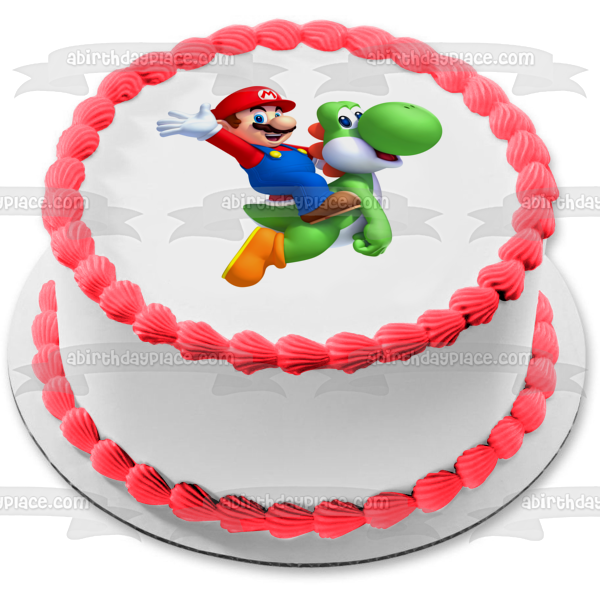 Imagen comestible para tarta de Super Mario Brothers montando a Yoshi ABPID07320 