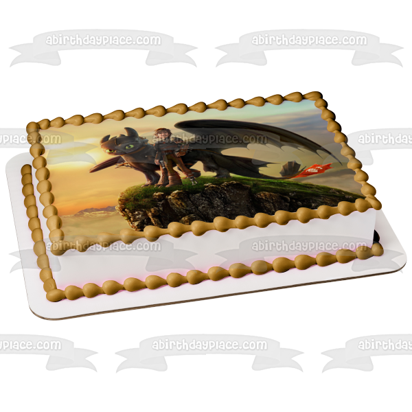 Cómo entrenar a tu dragón desdentado e hipo en una roca Imagen comestible para decoración de tarta ABPID07329 