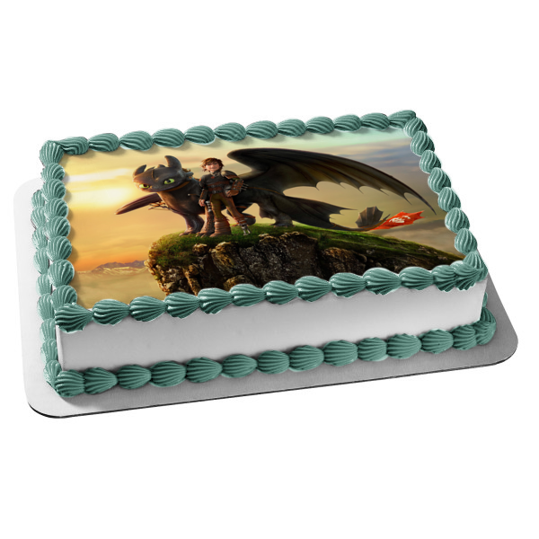 Cómo entrenar a tu dragón desdentado e hipo en una roca Imagen comestible para decoración de tarta ABPID07329 