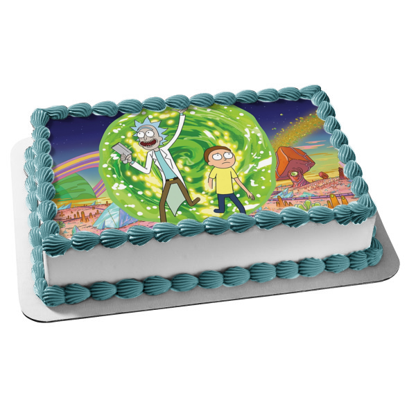 Rick y Morty Temporada 4 Rick Sanchez y Morty Smith Rocket League Adorno comestible para tarta Imagen ABPID07337 