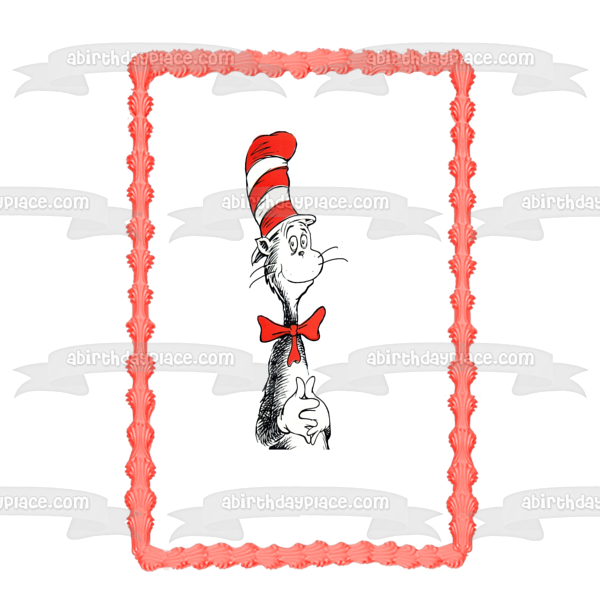 Dr. Seuss El gato con sombrero sobre fondo blanco Imagen comestible para decoración de tarta ABPID06919 