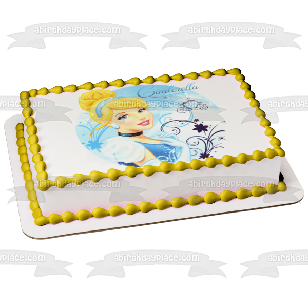 Princess Cinderella Blue Ball Gown Edible Cake Topper Image ABPID07351