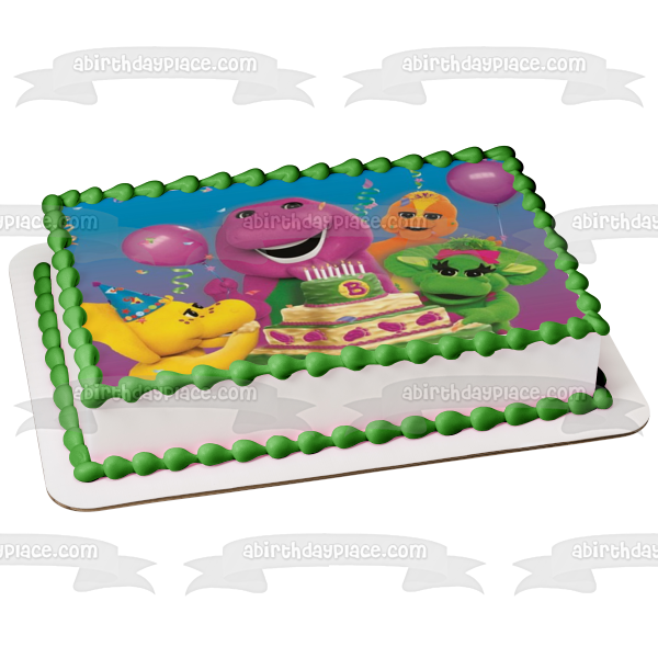 Barney Happy Birthday Baby Bop Bj Riff and a Cake Edible Cake Topper Image ABPID07352