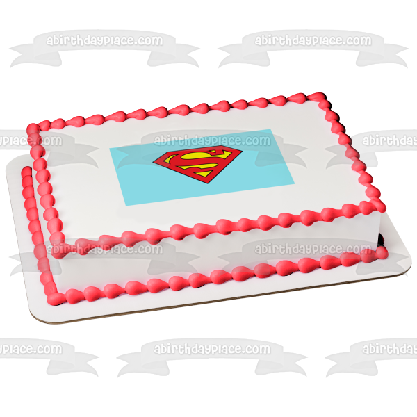 Logotipo de Superman con fondo verde azulado Imagen comestible para decoración de tarta ABPID06965 