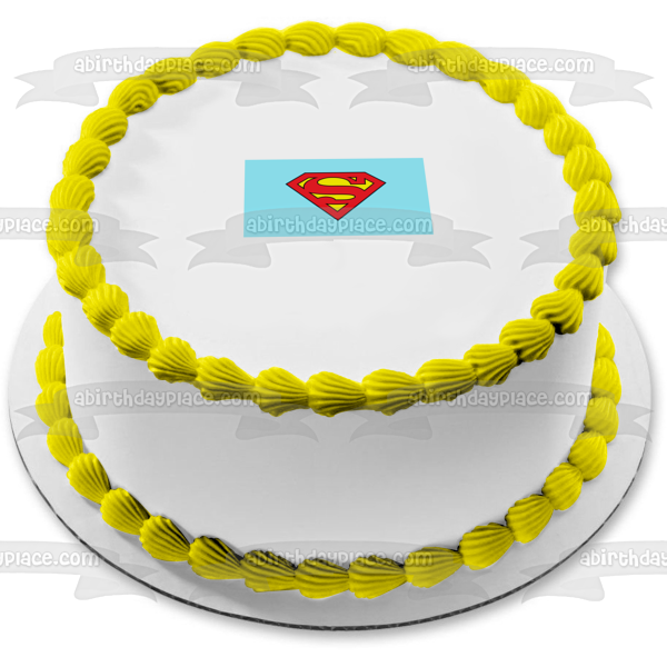 Logotipo de Superman con fondo verde azulado Imagen comestible para decoración de tarta ABPID06965 