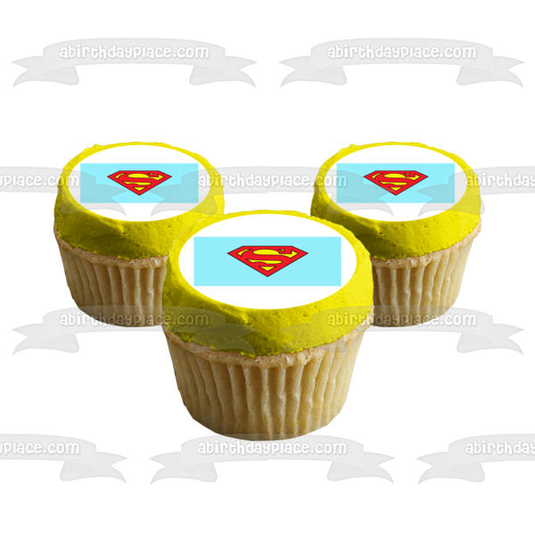 Logotipo de Superman con fondo verde azulado Imagen comestible para decoración de tarta ABPID06965 