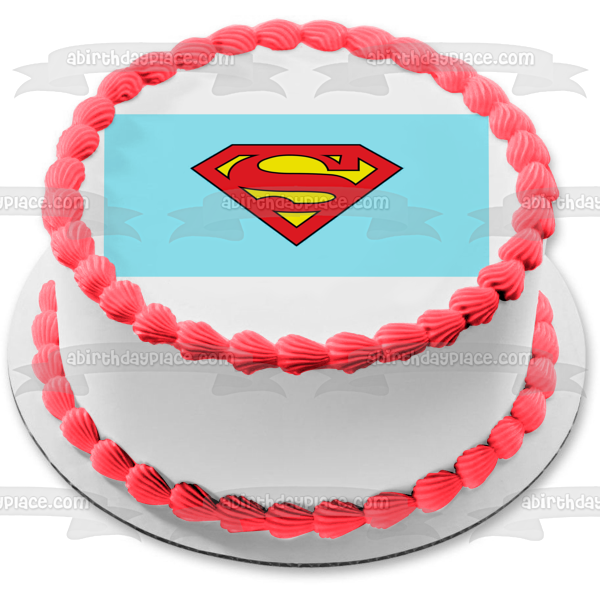 Logotipo de Superman con fondo verde azulado Imagen comestible para decoración de tarta ABPID06965 