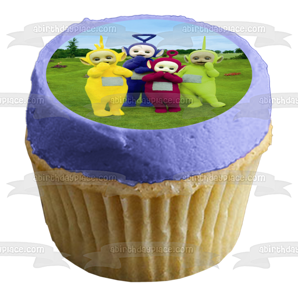 Teletubbies Tinky-Winky Laa-Laa Dipsy Po Trees and Flowers Background Edible Cake Topper Image ABPID06975