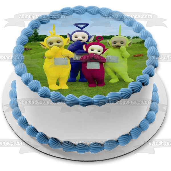 Teletubbies Tinky-Winky Laa-Laa Dipsy Po Trees and Flowers Background Edible Cake Topper Image ABPID06975