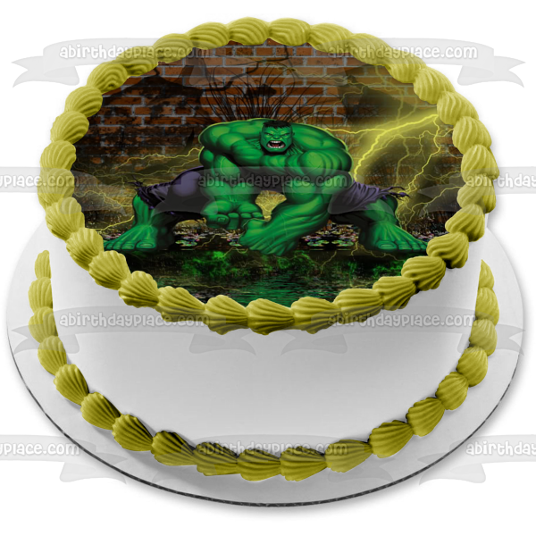 Avengers The Hulk Angry with a Brick Wall Background Edible Cake Topper Image ABPID07624