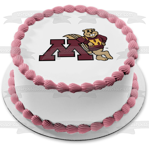 Logotipo de la Universidad de Minnesota con decoración comestible para tarta Goldy Gopher, imagen ABPID07634 