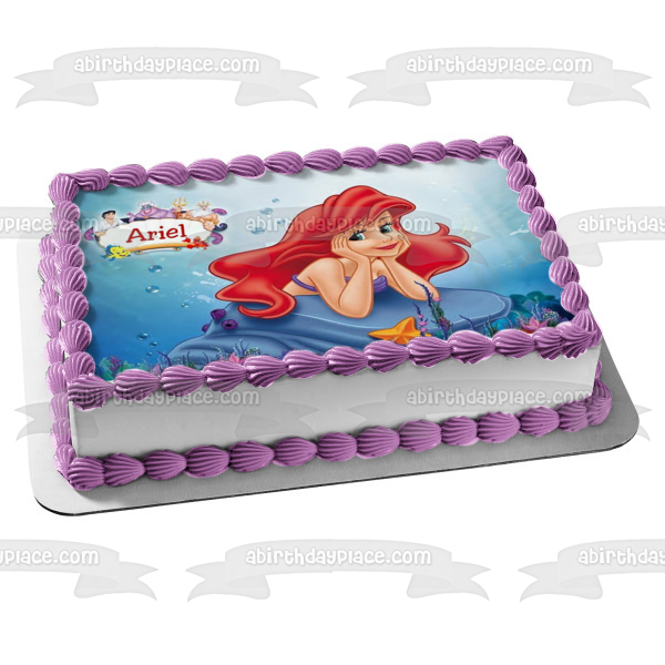 La Sirenita Ariel Ursula Flounder Sebastián Rey Tritón y Príncipe Eric Imagen comestible para tarta ABPID07469 