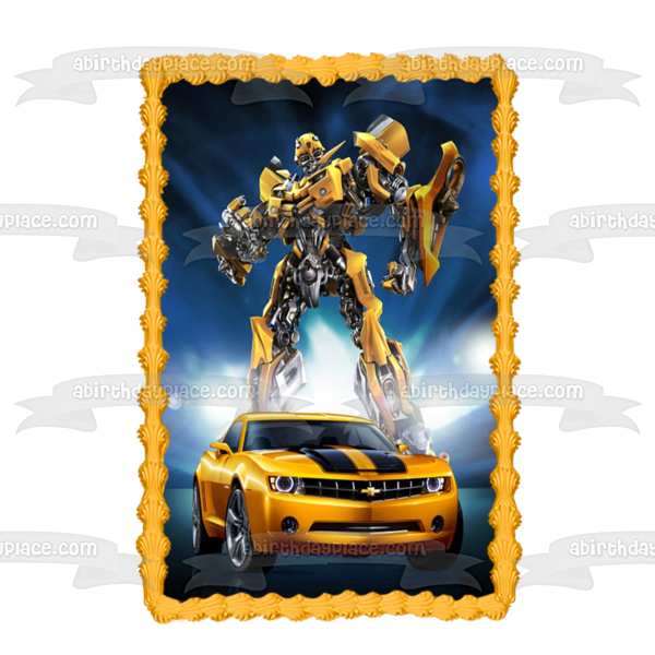 Transformers Bumblebee Autobot y Goldwheels Chevy Car decoración comestible para tarta imagen ABPID07495 