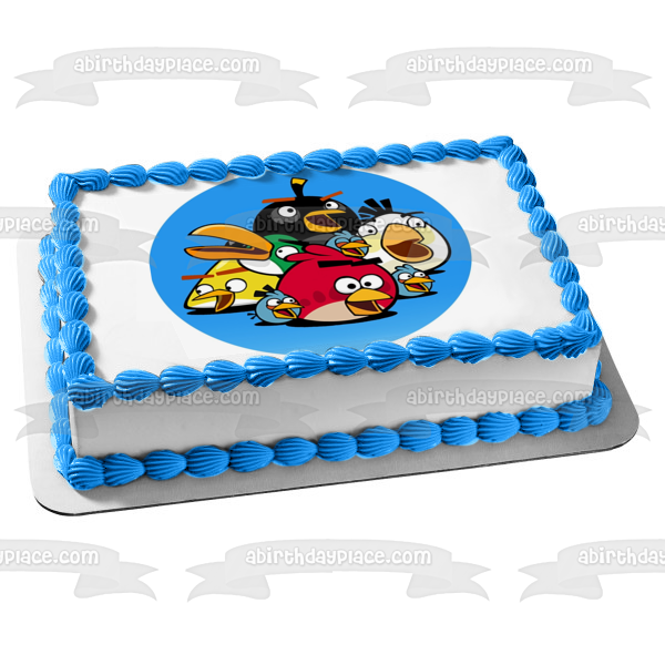 Angry Birds Logo Terrance the Blues Chuck Bomb Matilda and Hal Edible Cake Topper Image ABPID07504