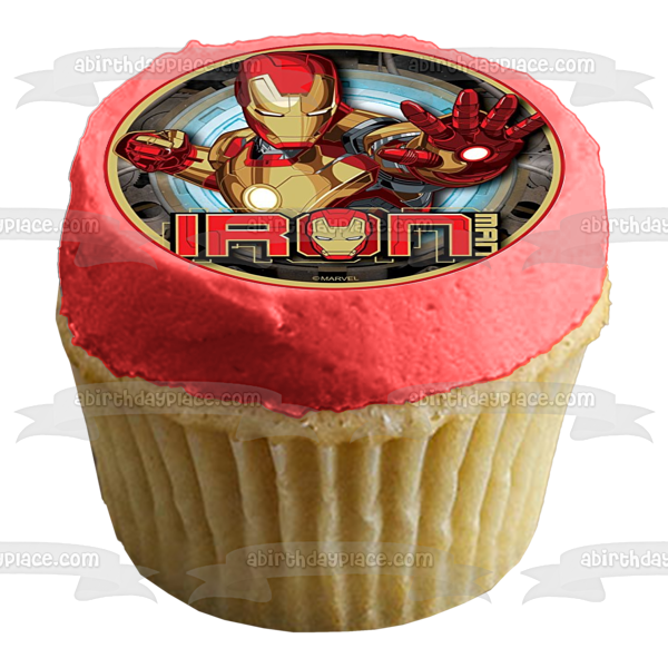 Imagen comestible para decoración de tarta de Iron Man y su logotipo ABPID07704 