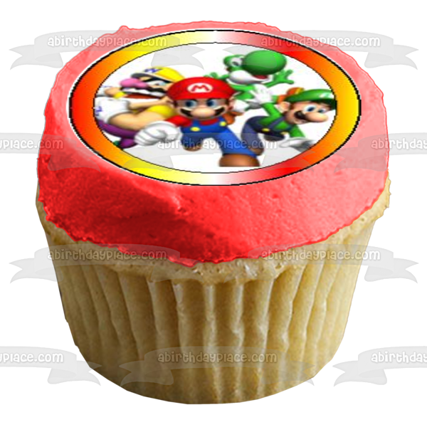 Super Mario Brothers Luigi Yoshi Wario and Bowser Edible Cupcake Topper Images ABPID07534