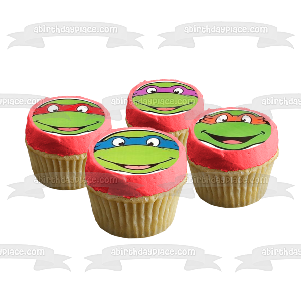 Teenage Mutant Ninja Turtles Donatello Michaelangelo Leonardo and Raphael Tmnt Edible Cupcake Topper Images ABPID07542