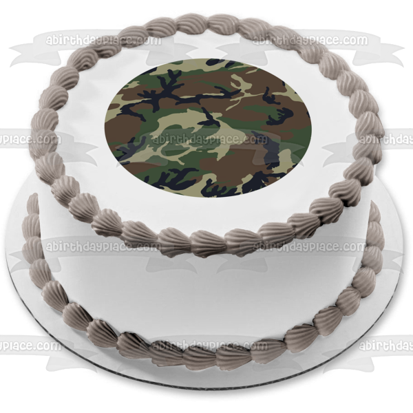 Adorno comestible para tarta de camuflaje del ejército, imagen ABPID07543 