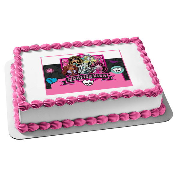 Monster High Clawdeen Wolf Lagoona Blue Cleo De Nile Draculaura y Frankie Stein Adorno comestible para tarta Imagen ABPID07548 