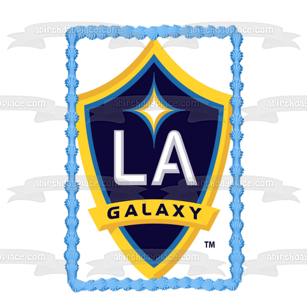 Los Angeles Galaxy Logo Football Club Edible Cake Topper Image ABPID07746