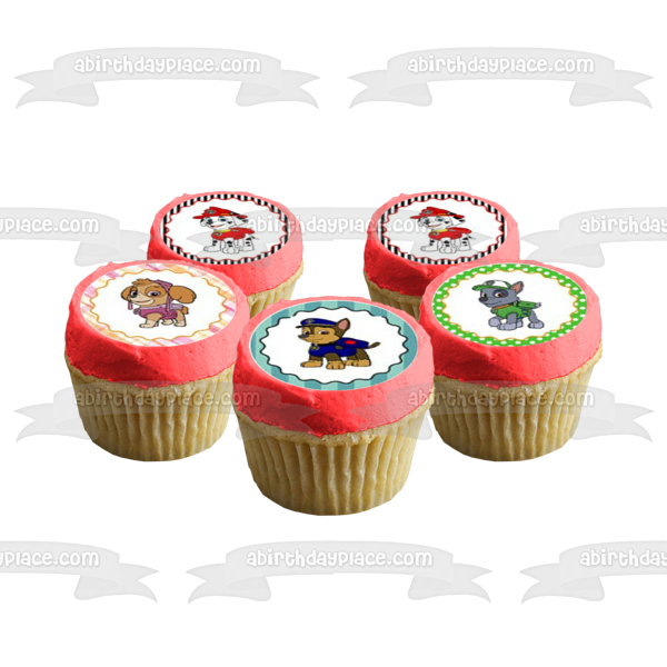 Imágenes decorativas comestibles para cupcakes de Paw Patrol Marshall Chase Rocky y Skye ABPID07748 