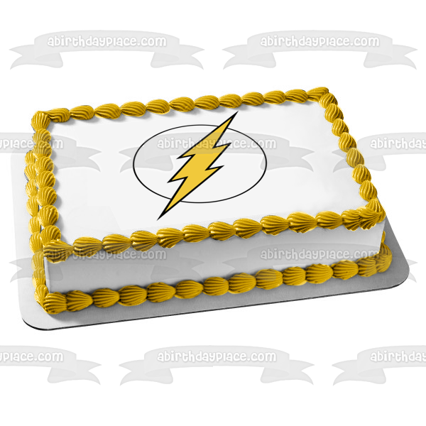 The Flash Logo Lightening Bolt with a White Background Edible Cake Topper Image ABPID07972