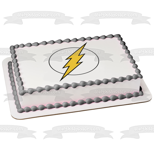 The Flash Logo Lightening Bolt with a White Background Edible Cake Topper Image ABPID07972