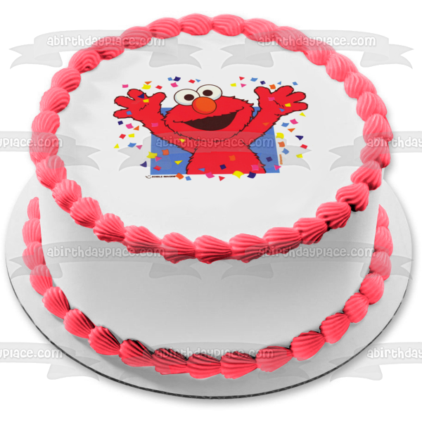 Imagen comestible para decoración de tarta con confeti de Elmo de Barrio Sésamo ABPID07794 