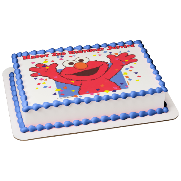 Imagen comestible para decoración de tarta con confeti de Elmo de Barrio Sésamo ABPID07794 