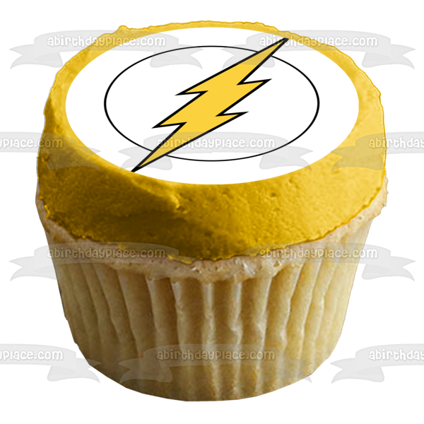 The Flash Logo Lightening Bolt with a White Background Edible Cake Topper Image ABPID07972