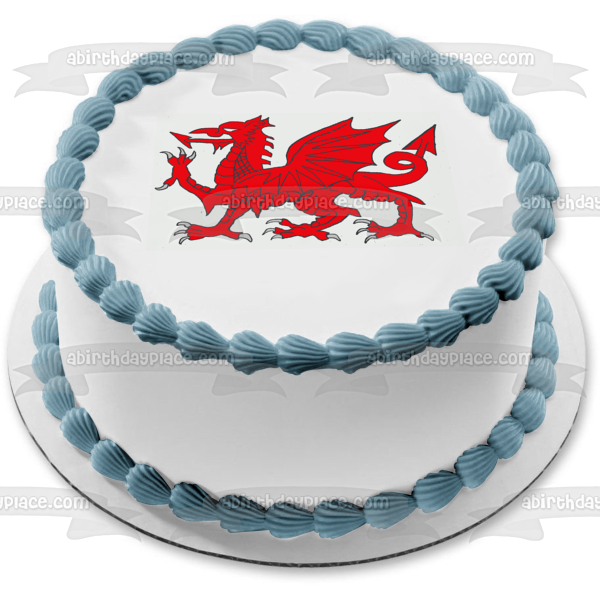 Imagen comestible para tarta con diseño de dragón galés de la bandera nacional de Gales ABPID07989 