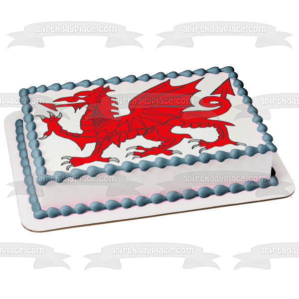 Imagen comestible para tarta con diseño de dragón galés de la bandera nacional de Gales ABPID07989 