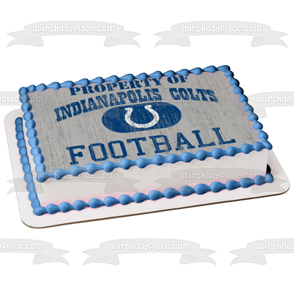 Property of Indianapolis Colts Football Logo NFL Horseshoe Edible Cake Topper Image ABPID07839