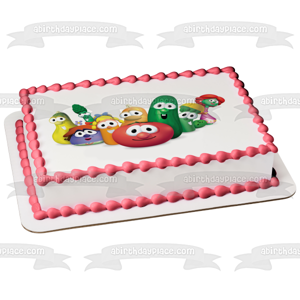 Veggietales Bob el tomate Larry el pepino y espárragos junior Imagen comestible para decoración de tarta ABPID08034 