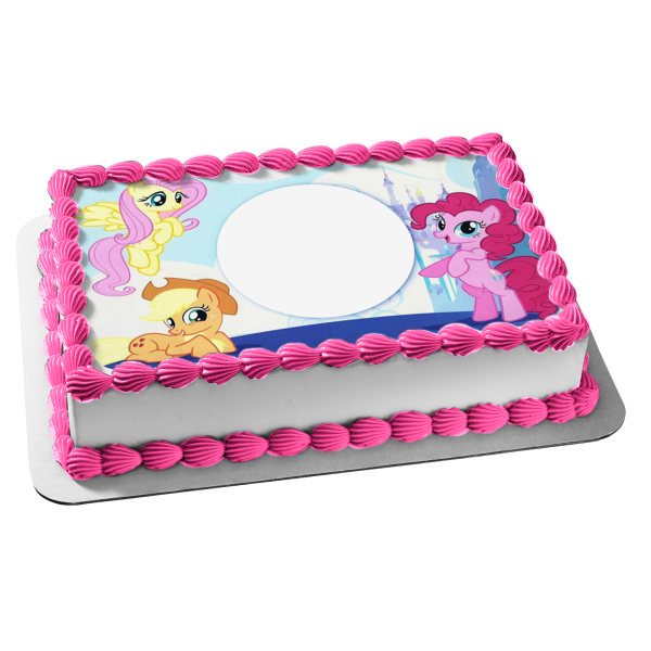 My Little Pony Equestria Girls Fluttershy Pinkie Pie Applejack Marco de imagen comestible para decoración de tarta ABPID07844 