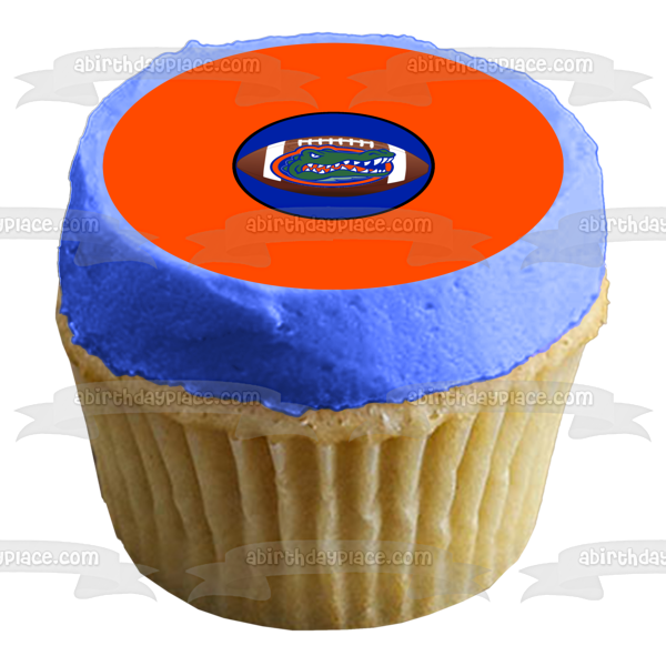 Florida Gators Logo NFL with an Orange Background Edible Cake Topper Image ABPID07895